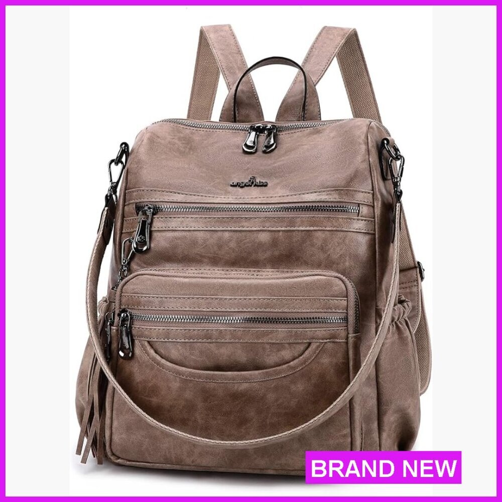 PU Leather Casual Backpack Purse Multi-Pocket Waterproof Daypack Travel Chic